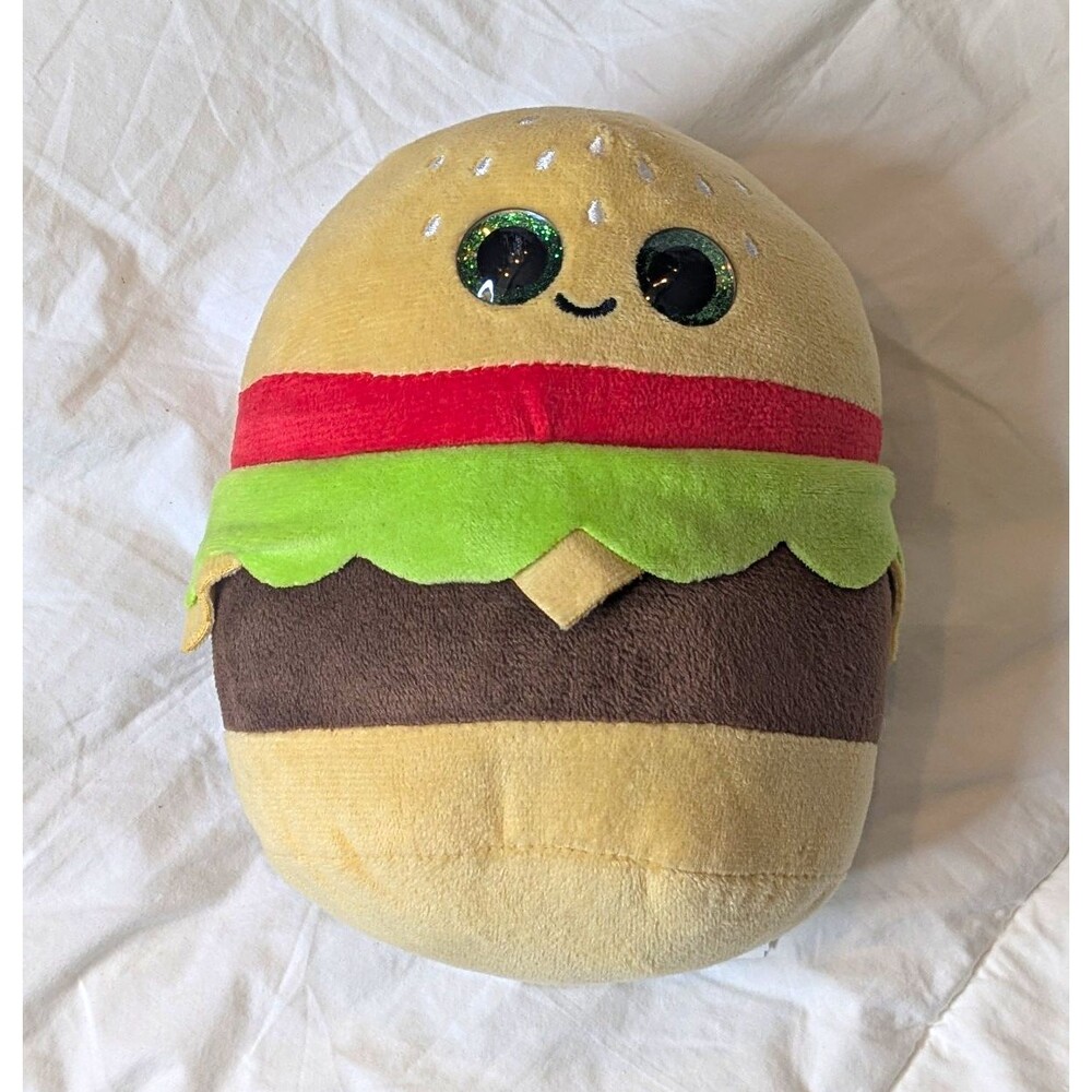 New Squishmallow Carl Hamburger Burger Cheeseburger Food Plush Kellytoy